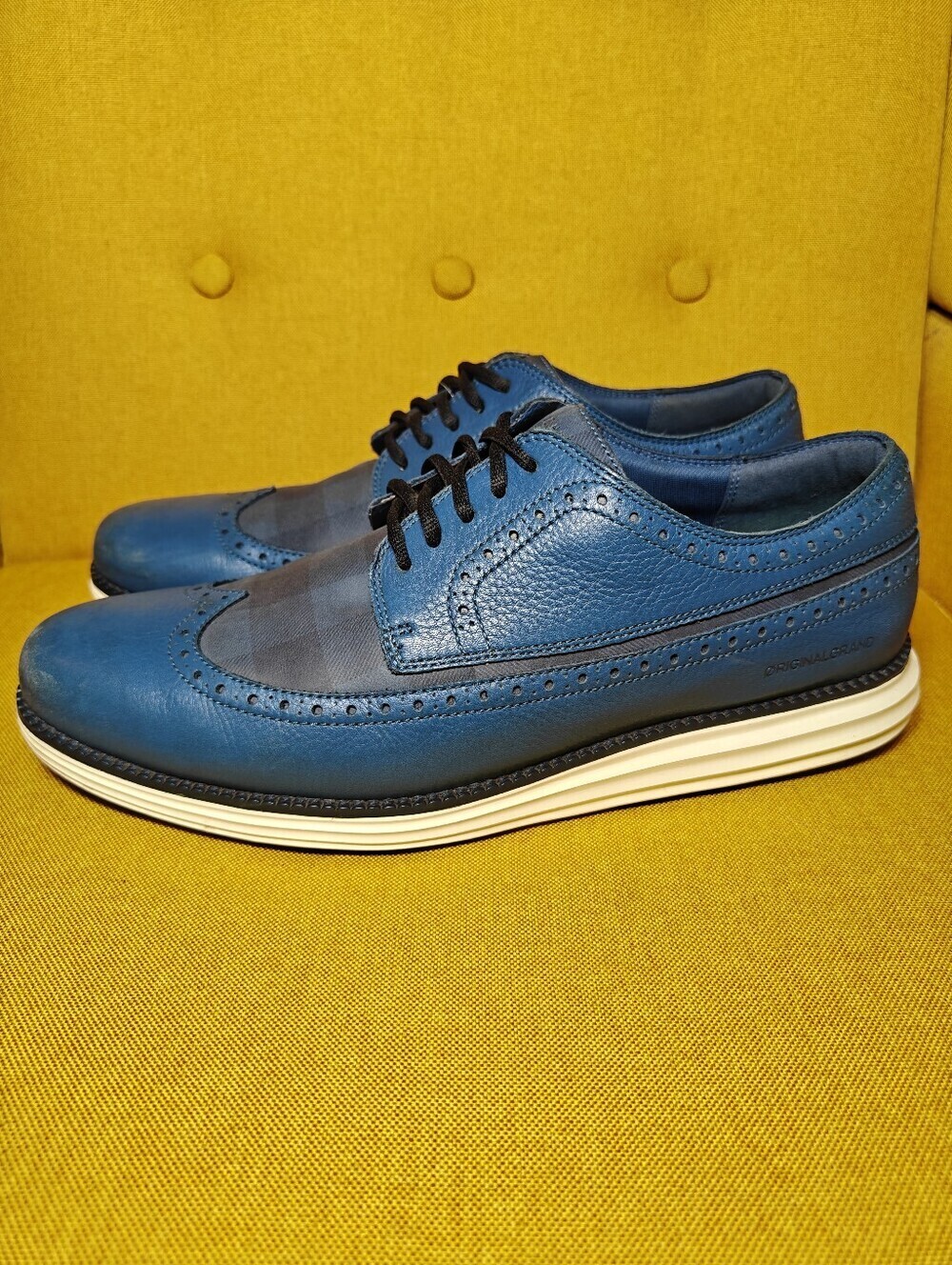 Cole Haan OriginalGrand Wingtip Oxford Golf Shoes Blue Leather Finish Men's 12M
